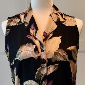 Tommy Bahama Blue Sleeveless Silk tropical top